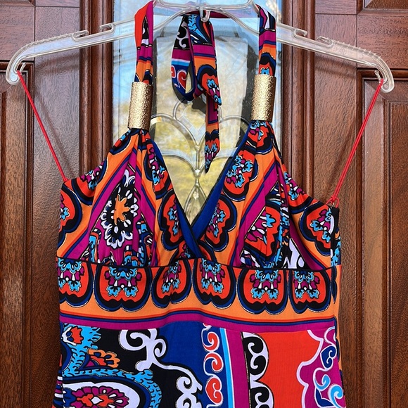Cache Scarf Print Halter Dress Sz 6 - Picture 4 of 17
